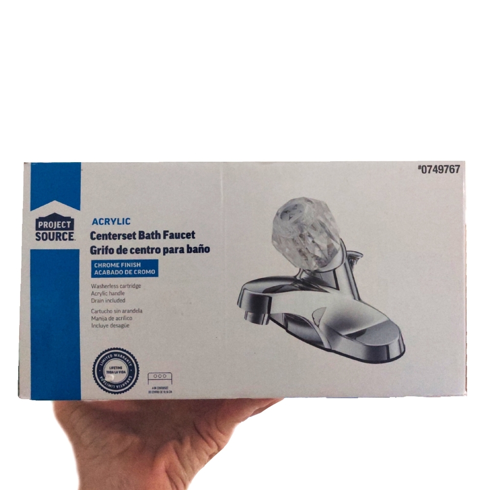 Bathrm Faucet Handle Polished Chrome 1-handle 4" centerset WaterSense Low-arc